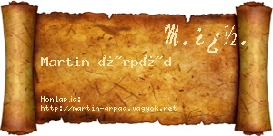 Martin Árpád névjegykártya